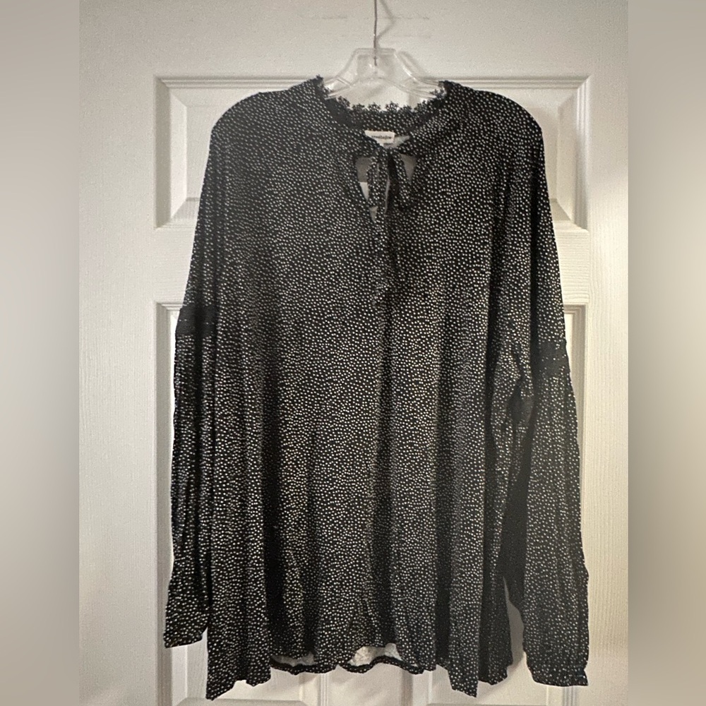 Chic Black and White Polkadot Blouse NWT